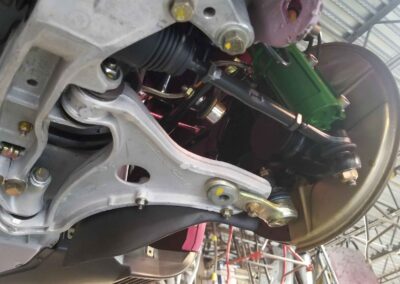 Porsche 964 wheel well after being dry ice blasted